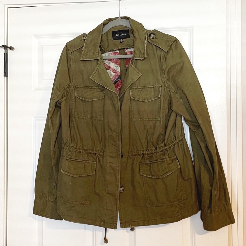 Blu Pepper Army green jacket with boho vibes, size L